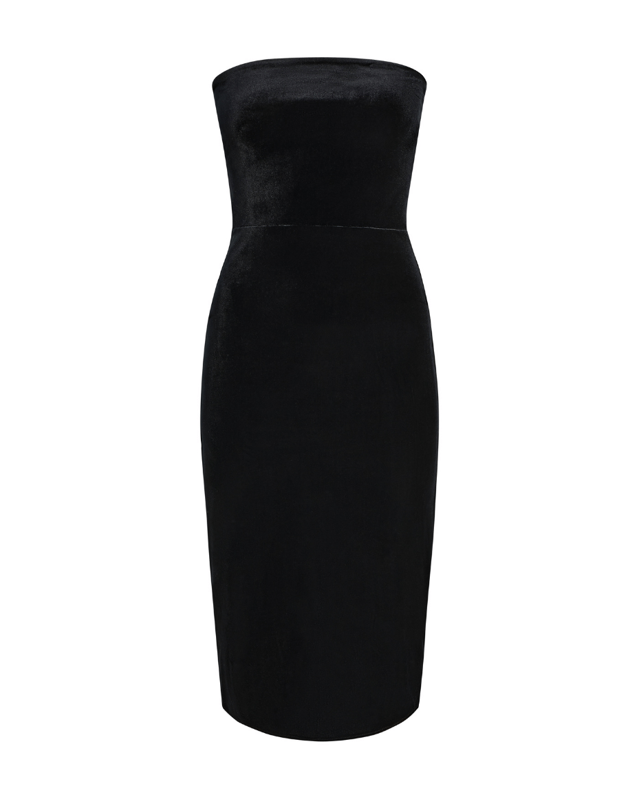 Commando Velvet Strapless Midi Dress - COMMANDO - Luxe Leopard