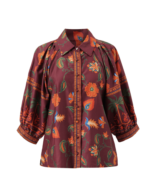 Emily Lovelock Alisha Floral Cropped Sleeve Shirt