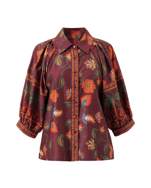 Emily Lovelock Alisha Floral Cropped Sleeve Shirt