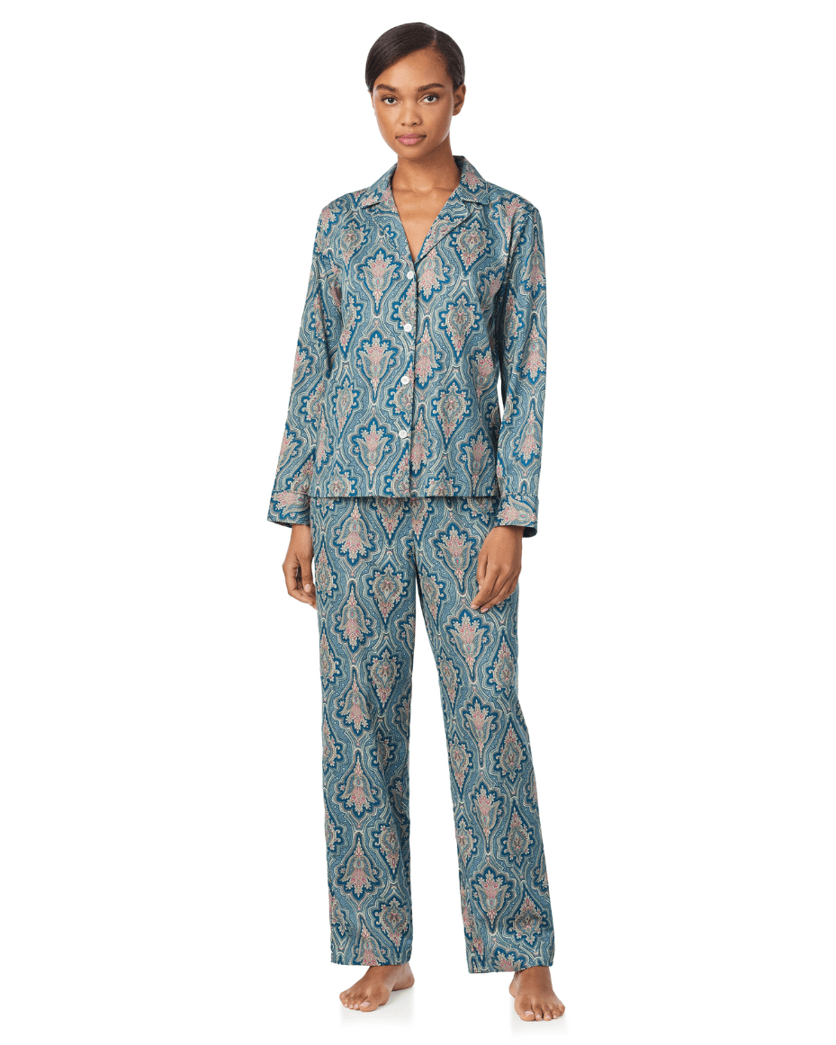 Ralph Lauren Long Sleeve Notch Collar Long Pant PJ Set - RALPH LAUREN - Luxe Leopard