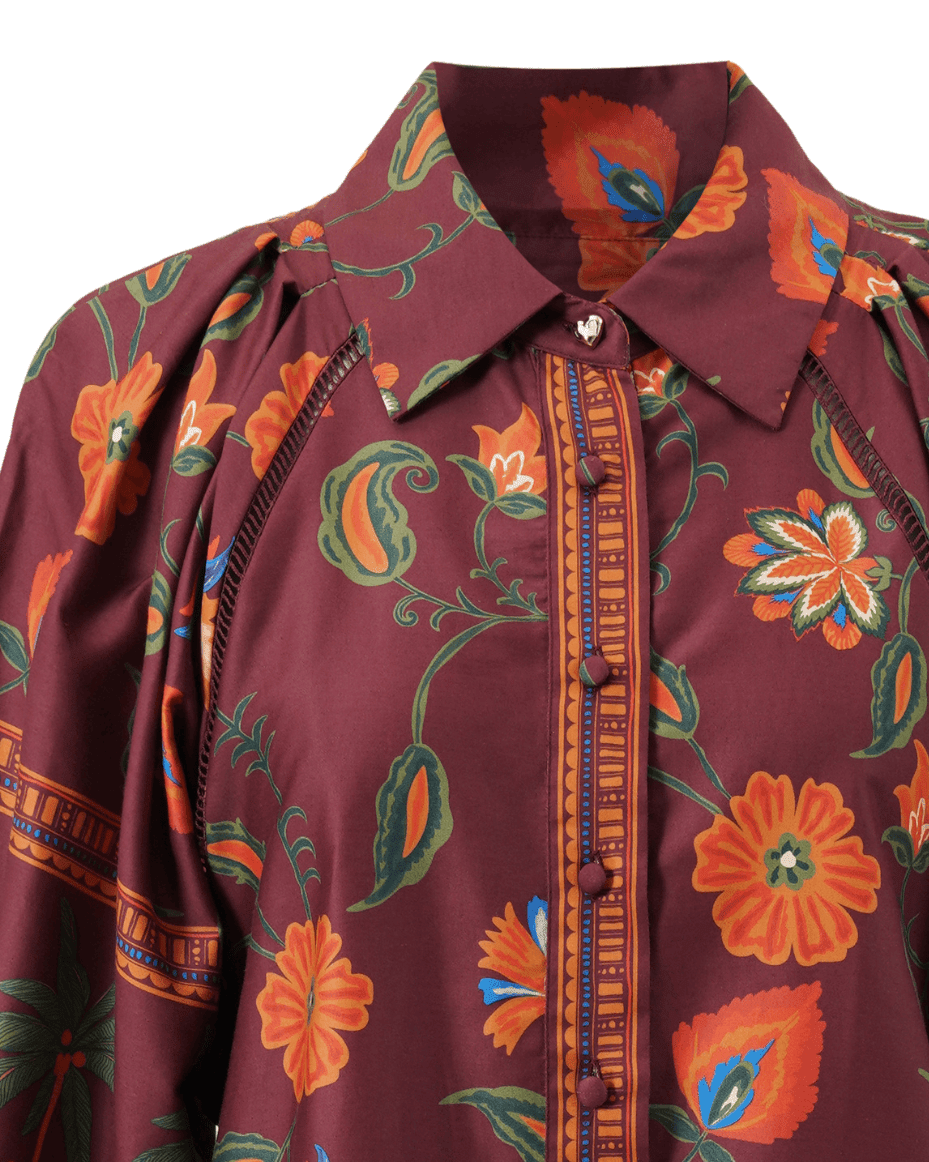 Emily Lovelock Alisha Floral Cropped Sleeve Shirt