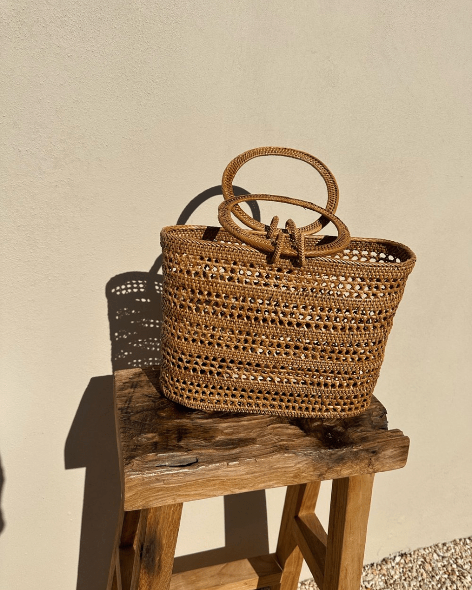 Bonita Bali Rattan Basket - Luxe Leopard