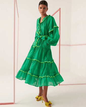 Celia B Flame Dress - Green - Luxe Leopard