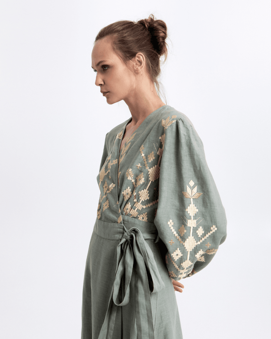 Milla Greek Archaic Kori IOS L/S Wrap Maxi Dress - GREEK ARCHAIC - Luxe Leopard