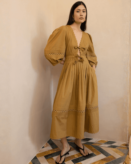 Vivere Pilar Pleat Dress - VIVERE - Luxe Leopard