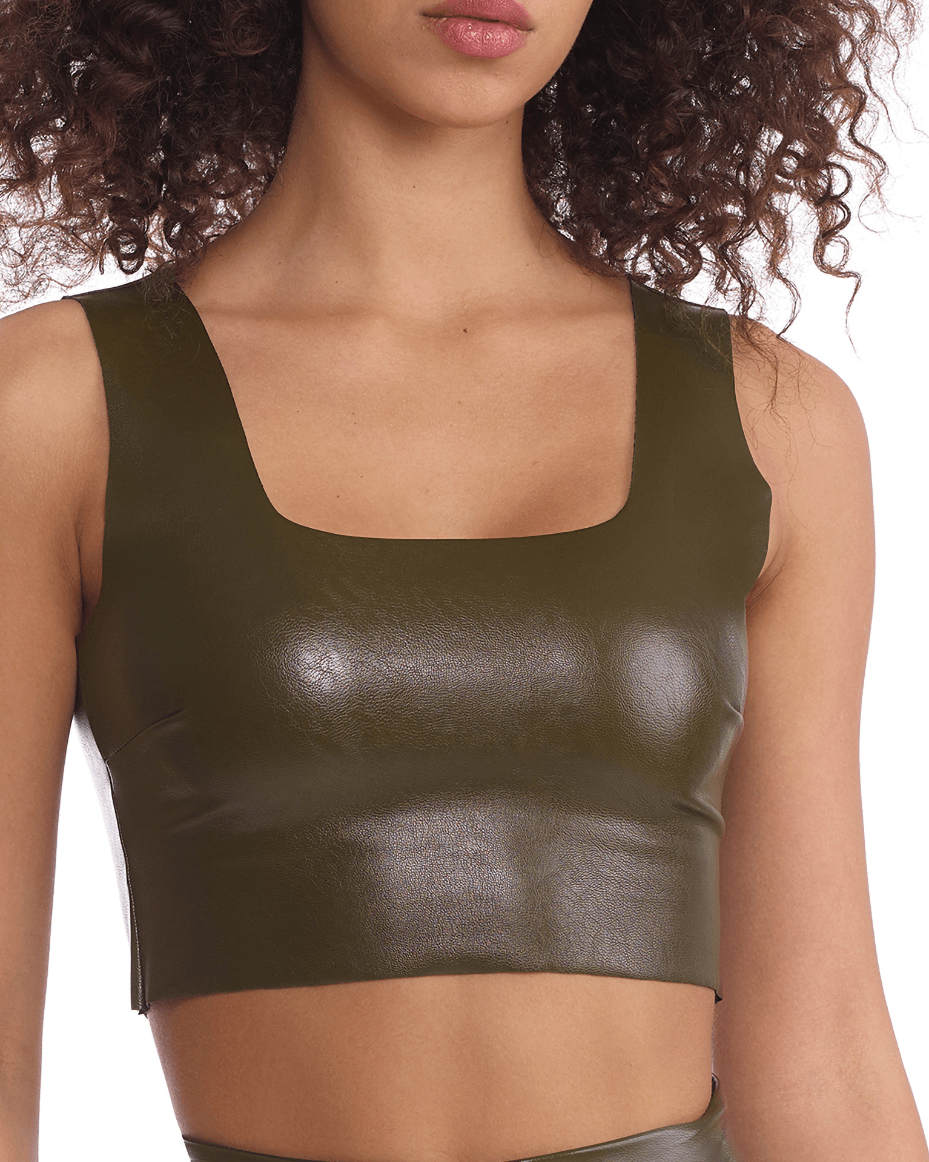 NEW Commando Square Neck Faux Leather Crop Top - Luxe Leopard