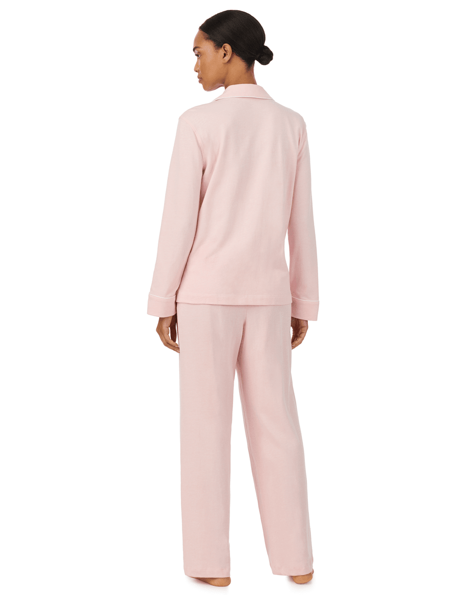 Lauren Ralph Lauren Long Sleeved Notch Collar Pant Pj Set in Pink - RALPH LAUREN - Luxe Leopard