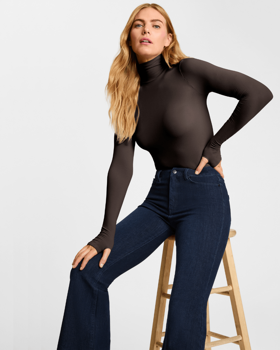 Commando Ballet Turtleneck Bodysuit with Thumbholes - COMMANDO - Luxe Leopard