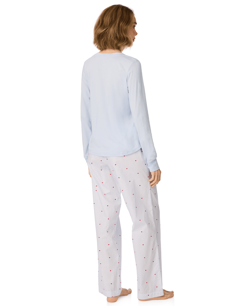 DKNY Long Pj Set in Frost Blue Heart