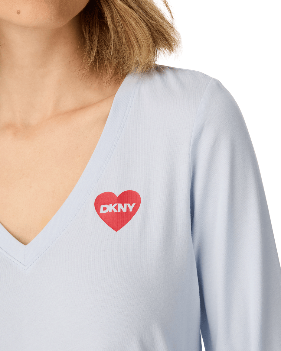 DKNY Long Pj Set in Frost Blue Heart