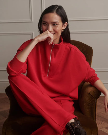 Varley Hawley Half Zip Sweat Red Marl - VARLEY - Luxe Leopard