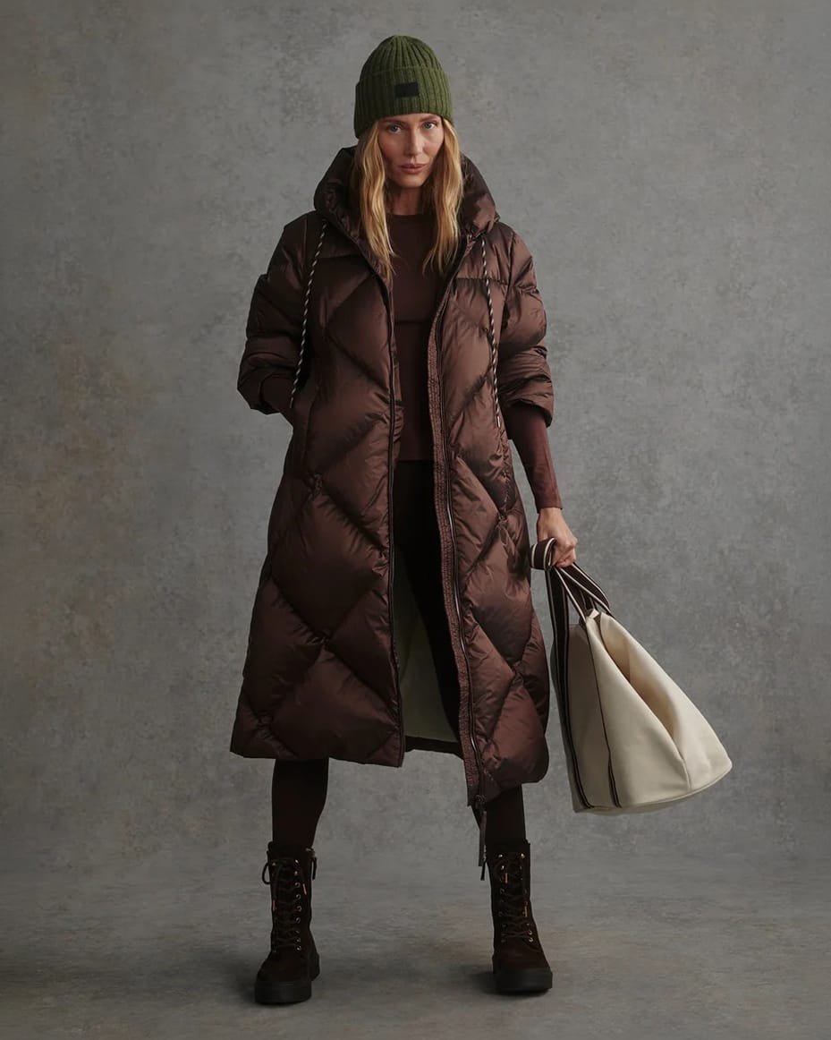 Varley Ashfield Long Down Puffer Dark Truffle Metallic - VARLEY - Luxe Leopard