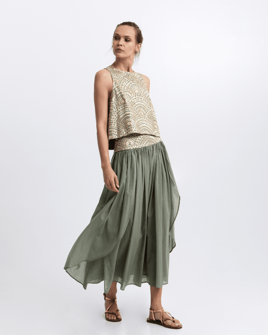 Milla Greek Archaic Kori New Triangle Long Skirt - GREEK ARCHAIC - Luxe Leopard