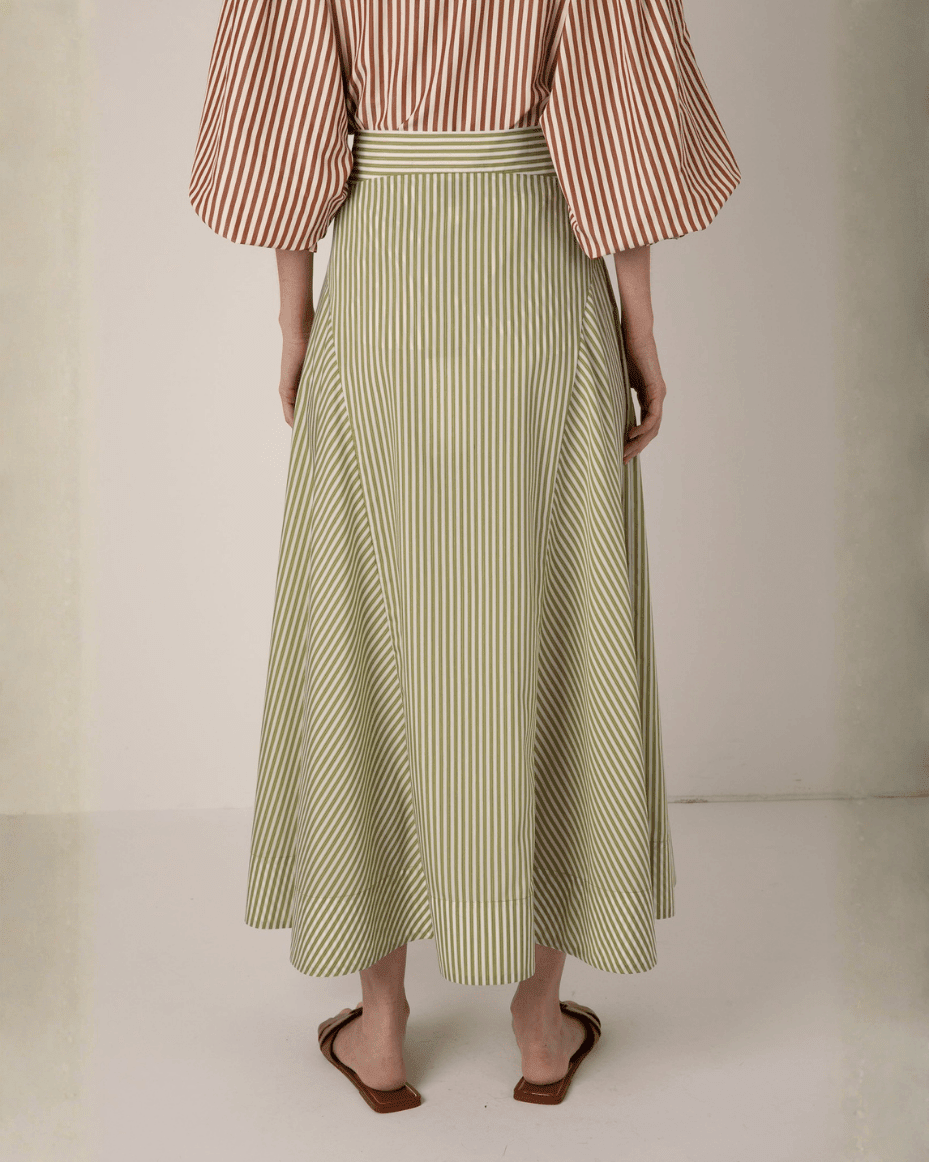Vivere Fleur Stripe Skirt - VIVERE - Luxe Leopard