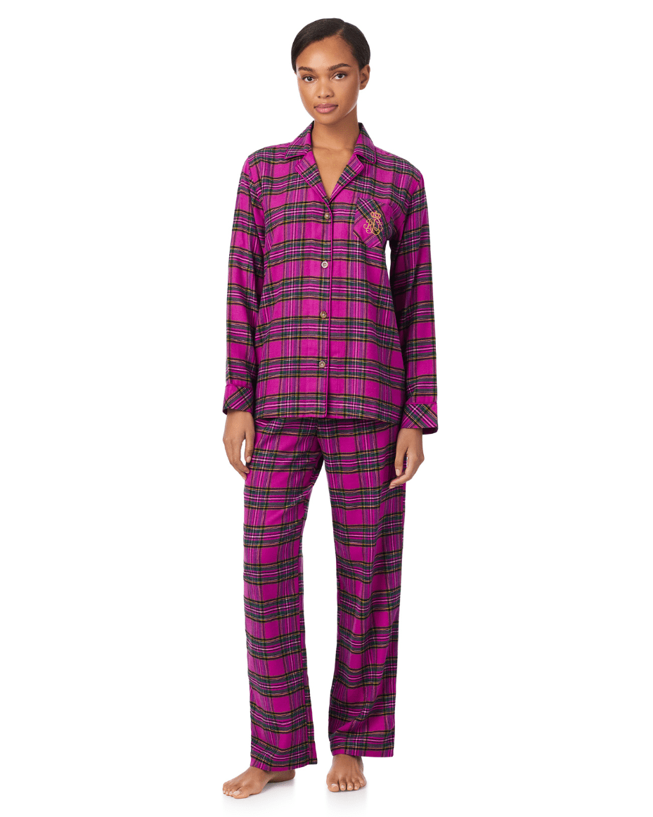 Ralph Lauren Long Sleeve Notch Collar Long Pant PJ Set - RALPH LAUREN - Luxe Leopard