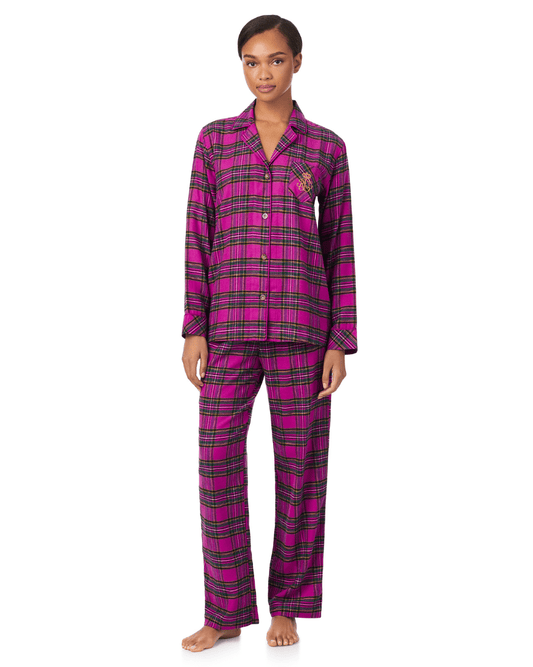 Ralph Lauren Long Sleeve Notch Collar Long Pant PJ Set - RALPH LAUREN - Luxe Leopard