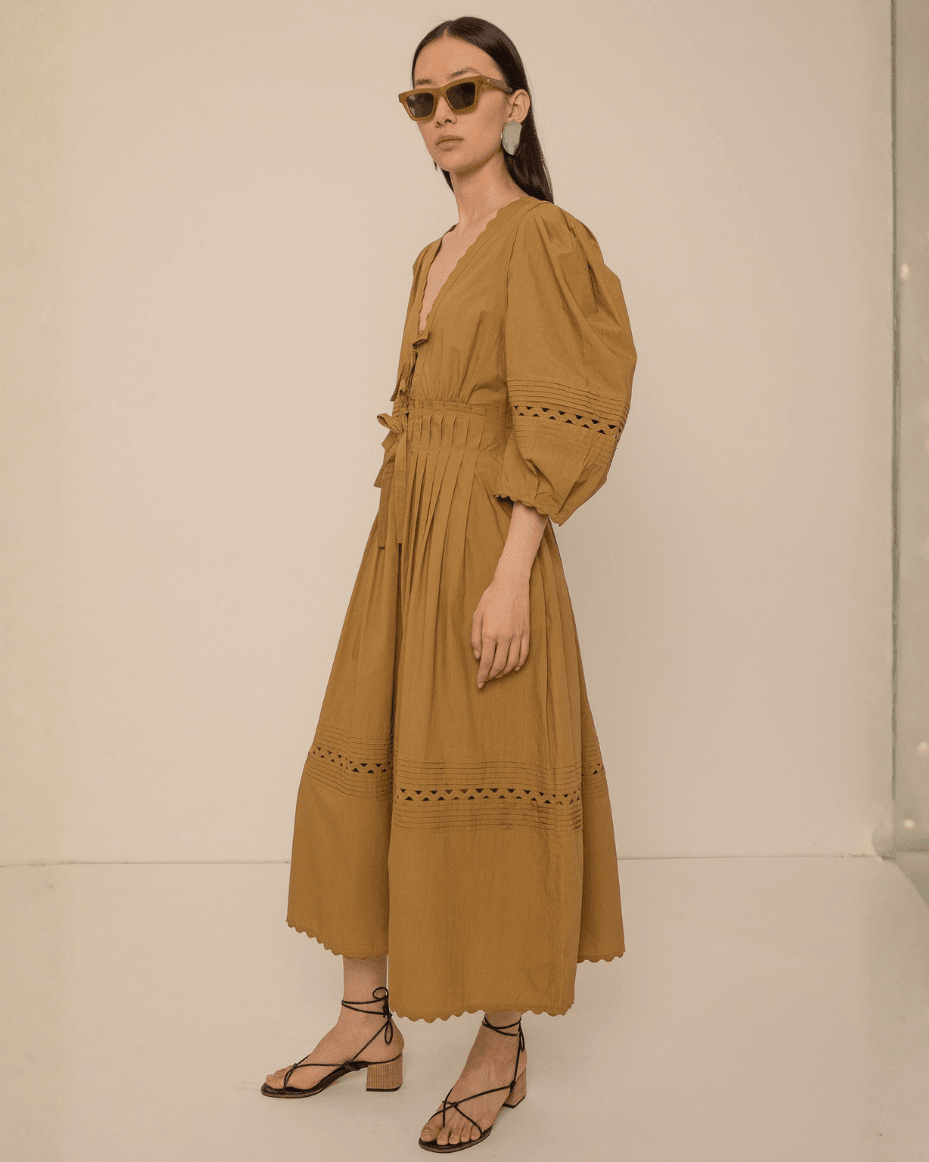 Vivere Pilar Pleat Dress - VIVERE - Luxe Leopard