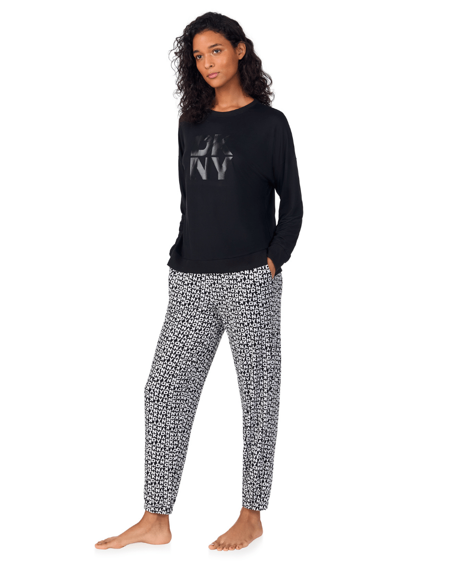 DKNY Long Sleeve Top & Jogger Set - DKNY - Luxe Leopard