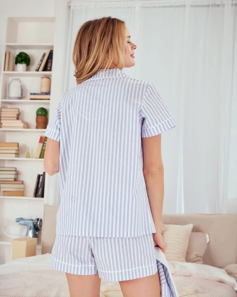 Bedhead Blue Short Pyjama Set - BEDHEAD - Luxe Leopard