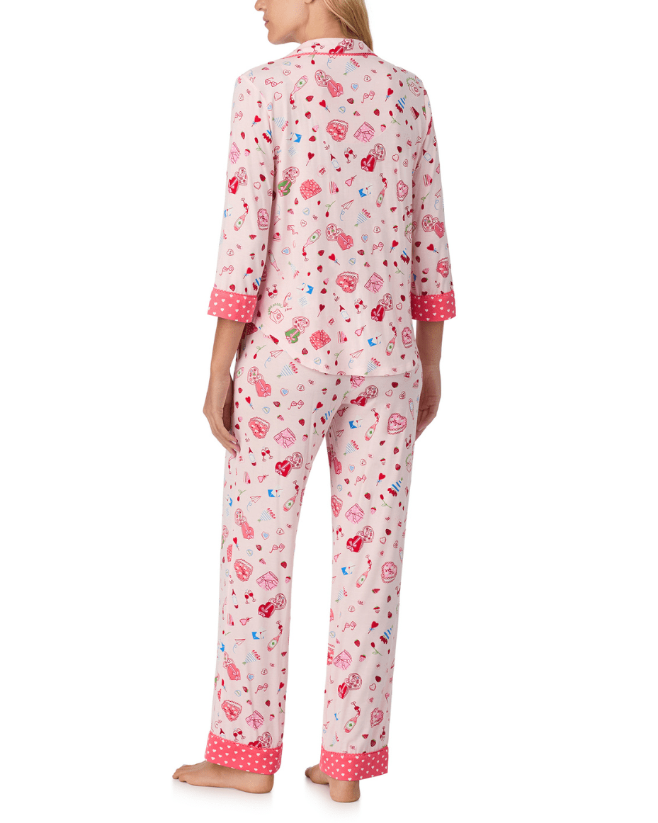 Kate Spade 3/4 Sleeve Notch Collar Long PJ Set - KATE SPADE - Luxe Leopard