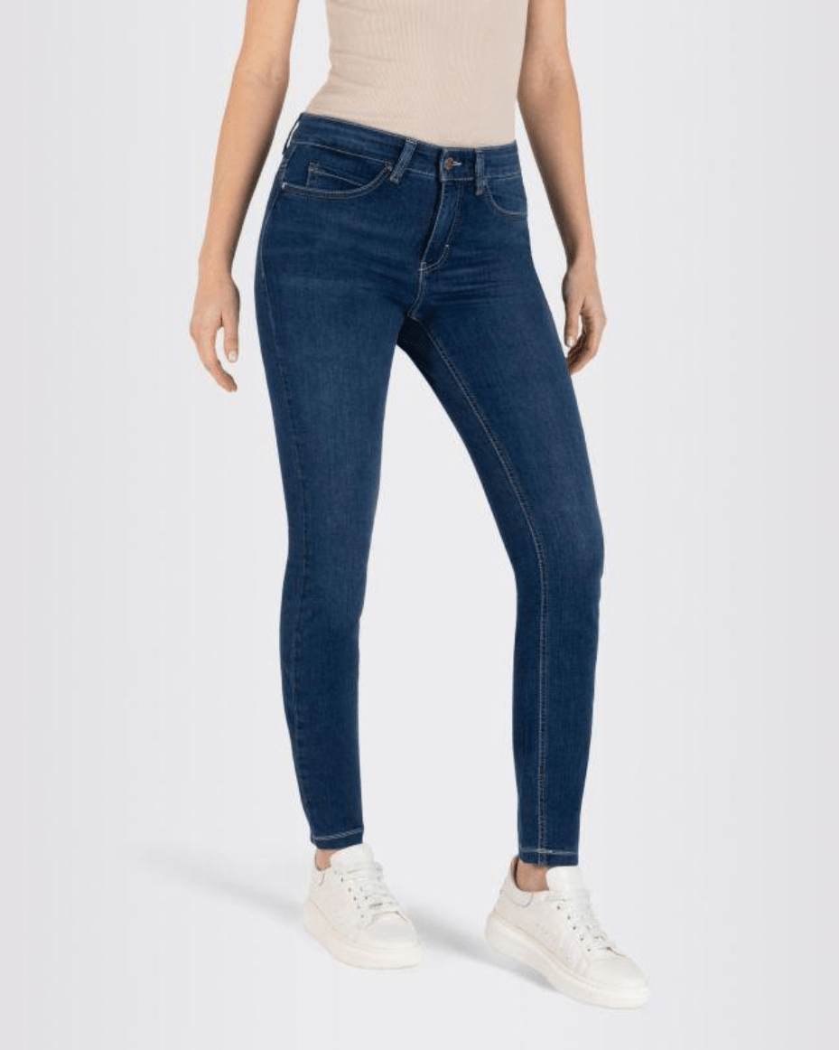 MAC Dream Skinny Jean Mid Blue Authertic Wash - Luxe Leopard