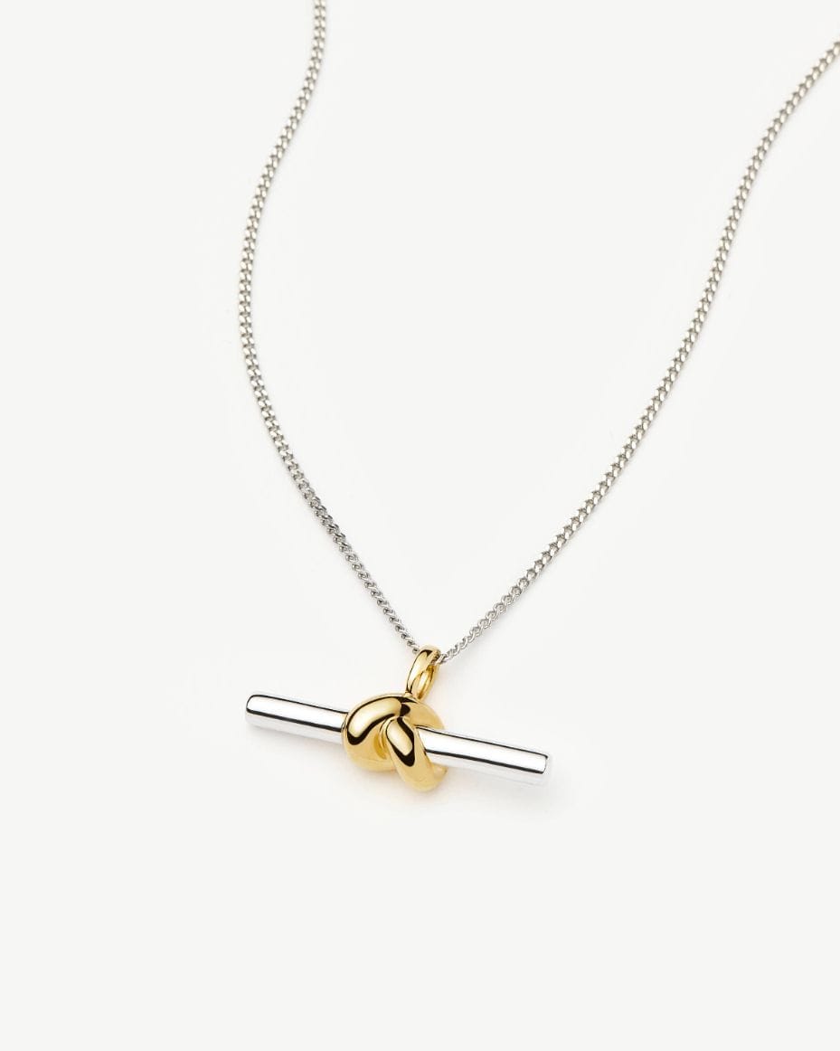 Missoma Lucy Williams Silver & Gold T-Bar Knot Pendant Necklace