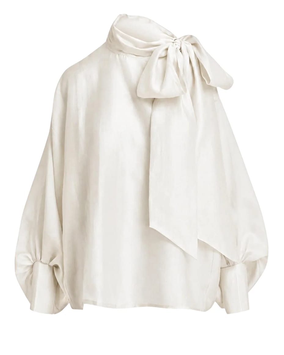 Essentiel Antwerp Karismatic Pussy Bow Tie Top Off White - ESSENTIEL ANTWERP - Luxe Leopard