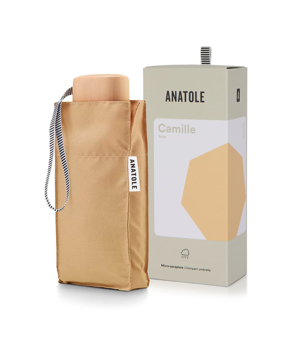 Anatole Camille Folding Compact Umbrella in Beige - ANATOLE - Luxe Leopard
