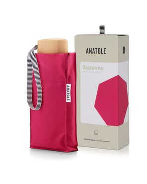 Anatole Suzanne Folding Compact Umbrella in Fuchsia Pink - Luxe Leopard