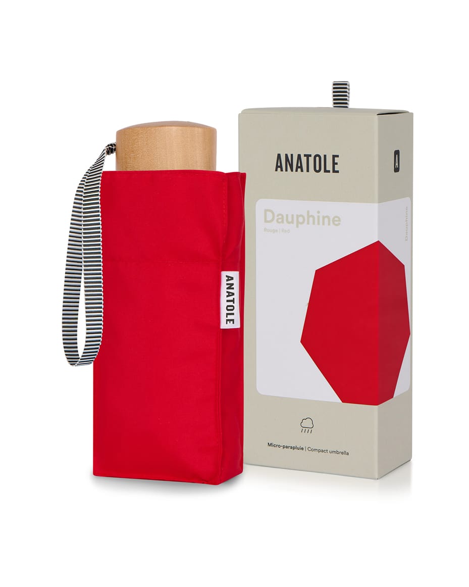 Anatole Dauphine Folding Compact Umbrella in Red - Luxe Leopard