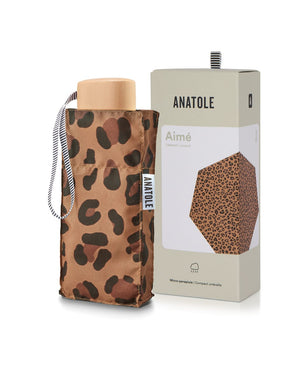 Anatole Aimé Folding Compact Umbrella in Leopard Print - Luxe Leopard