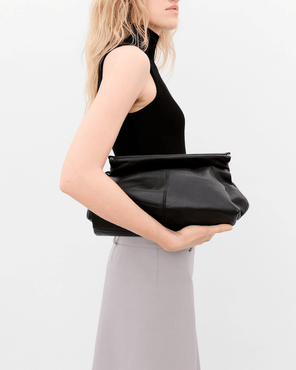 Flattered Clay Clutch in Black Leather