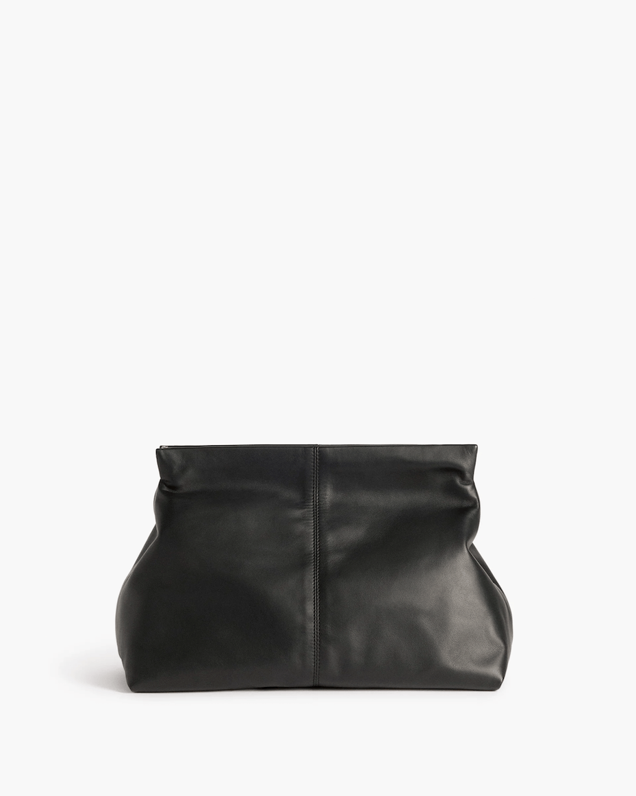 Flattered Clay Clutch in Black Leather