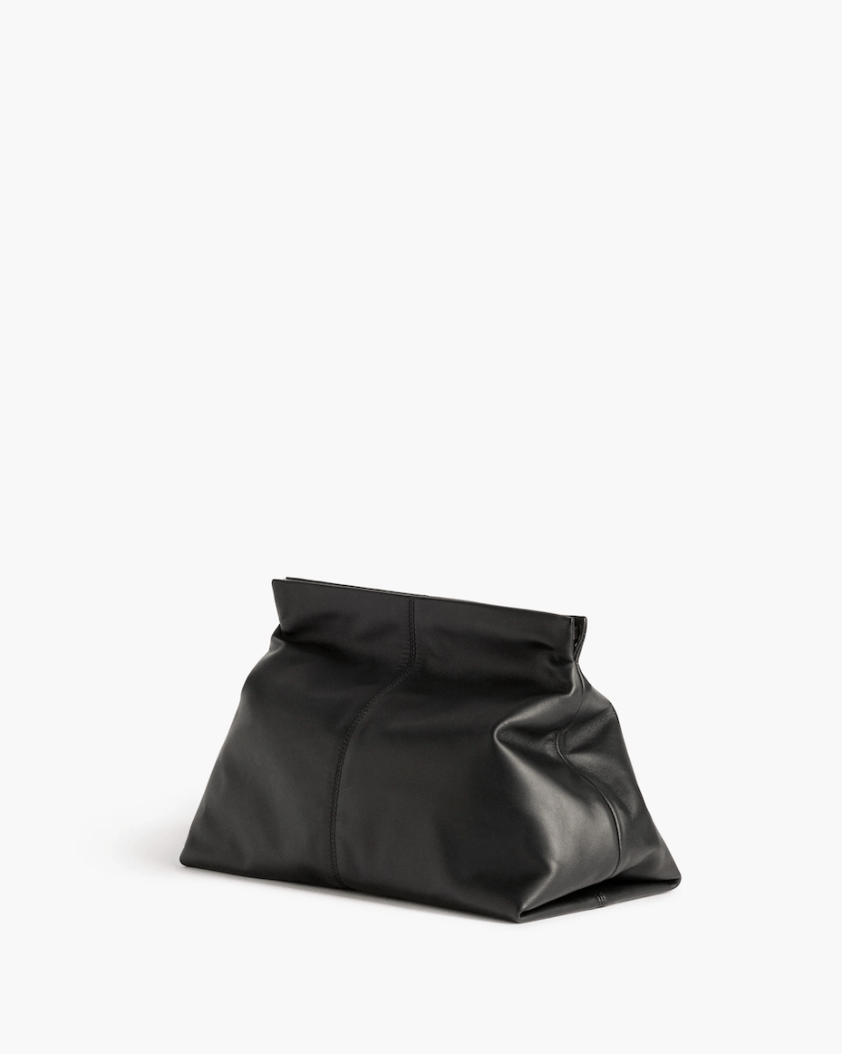 Flattered Clay Clutch in Black Leather