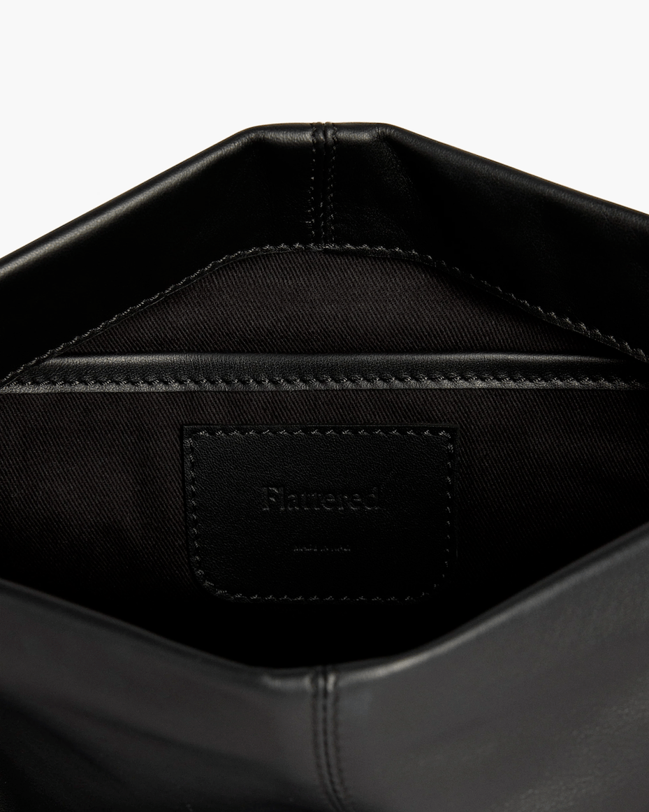 Flattered Clay Clutch in Black Leather