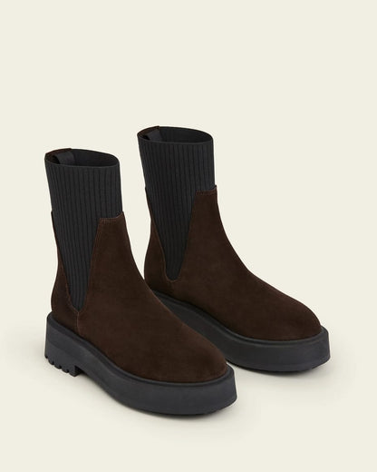 Flattered Aurora Suede Boots in Chocolate - FLATTERED - Luxe Leopard