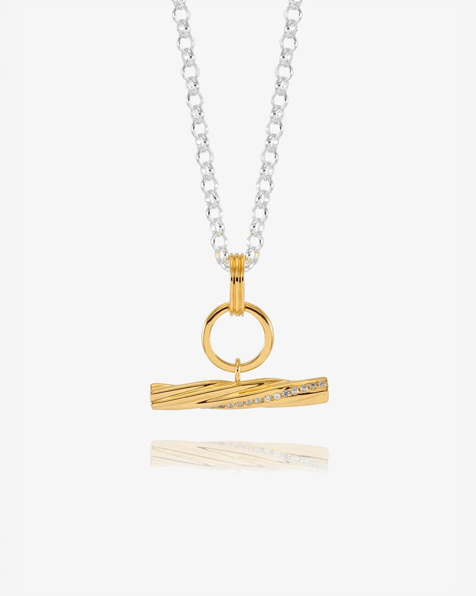 Rachel Jackson Twisted Chunky T-Bar Necklace in Mixed Metal