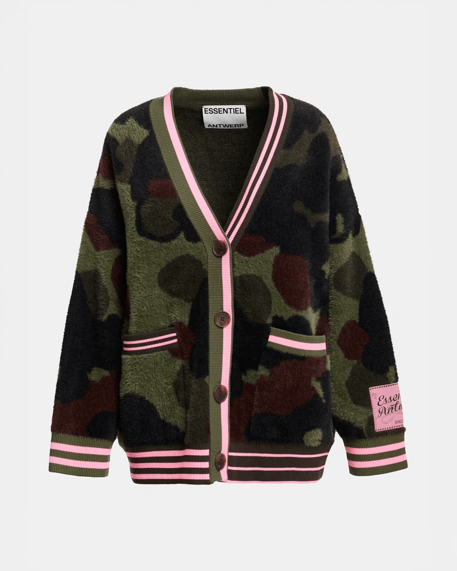 Essentiel Antwerp Kamoo Camouflage Jacquard Cardigan