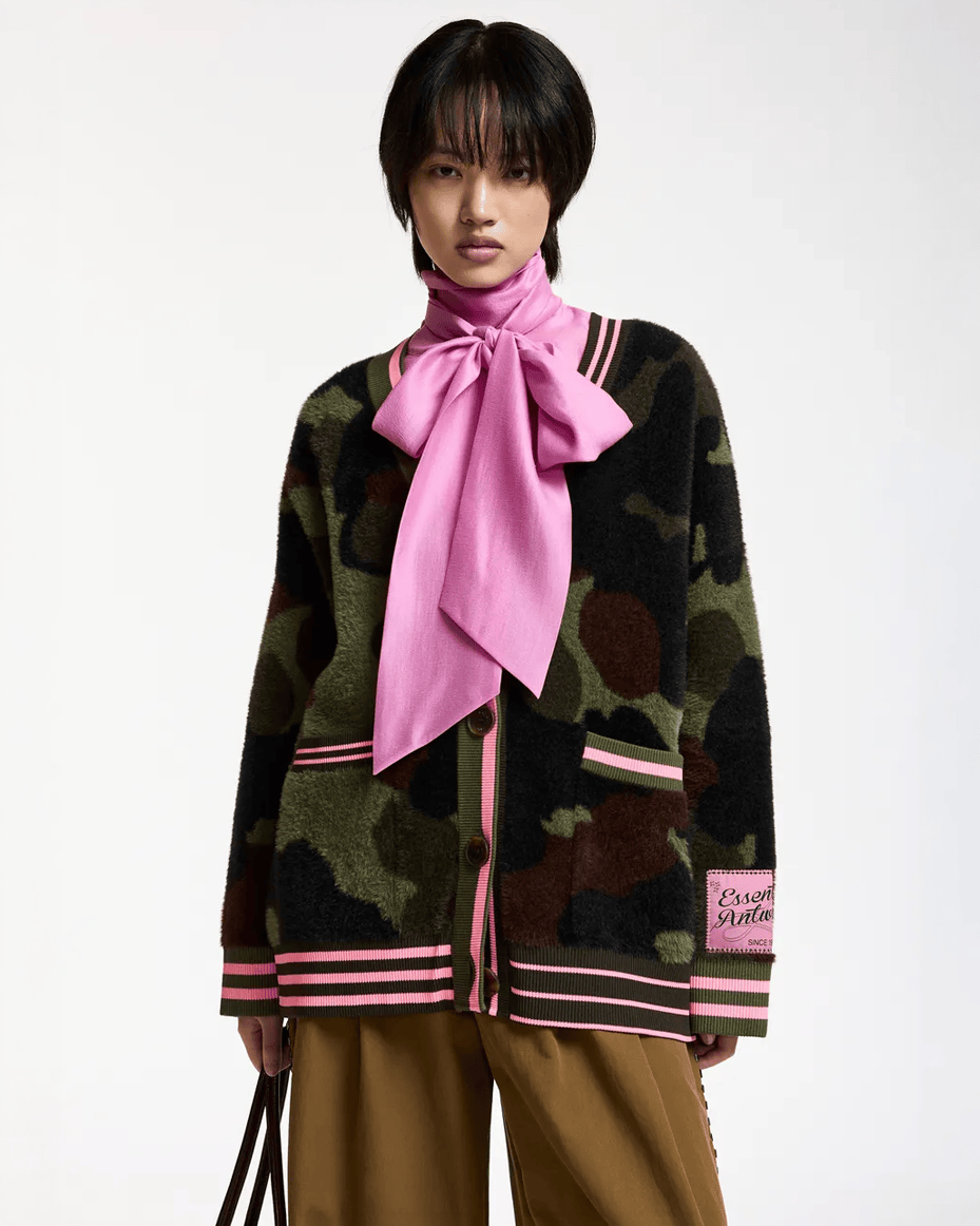 Essentiel Antwerp Kamoo Camouflage Jacquard Cardigan