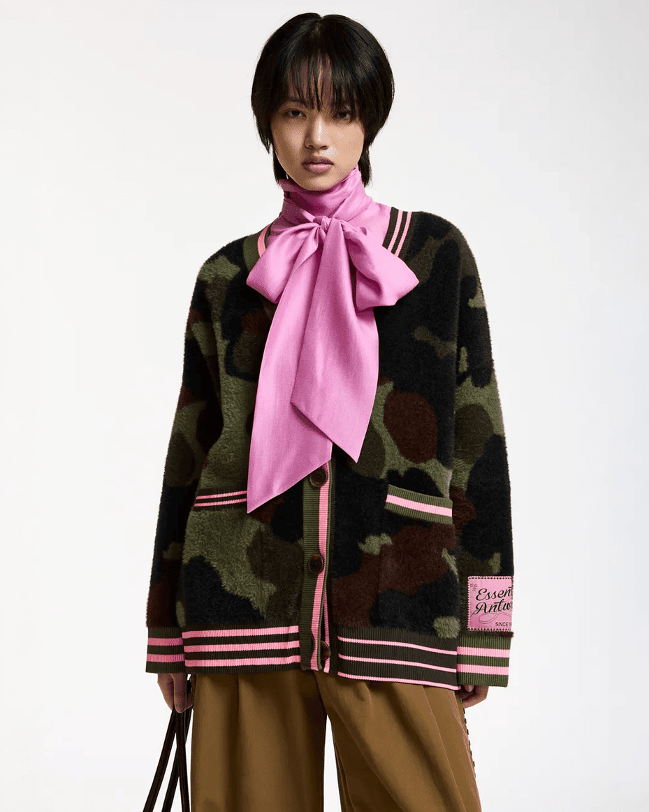 Essentiel Antwerp Kamoo Camouflage Jacquard Cardigan - ESSENTIEL ANTWERP - Luxe Leopard