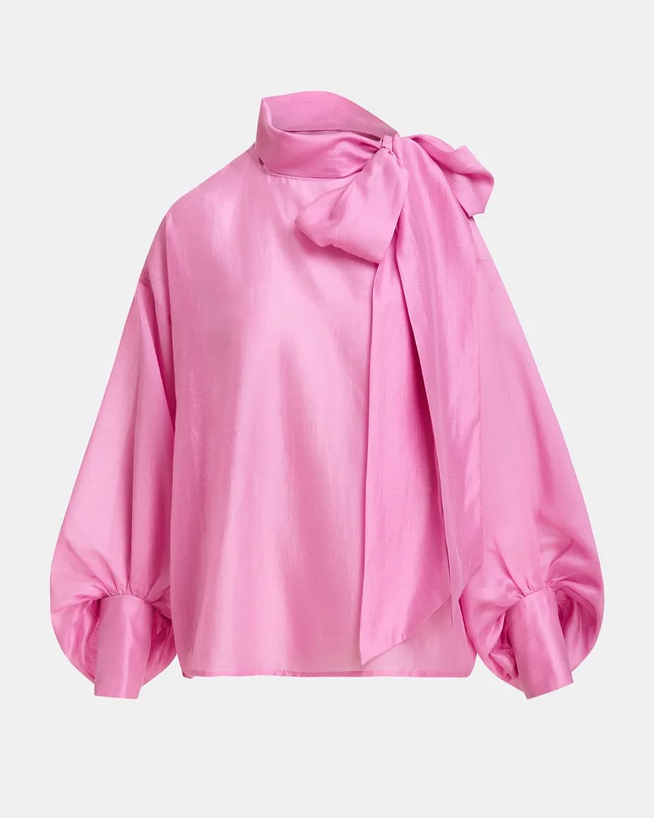 Essentiel Antwerp Karismatic Pussy Bow Tie Top Millenial Pink