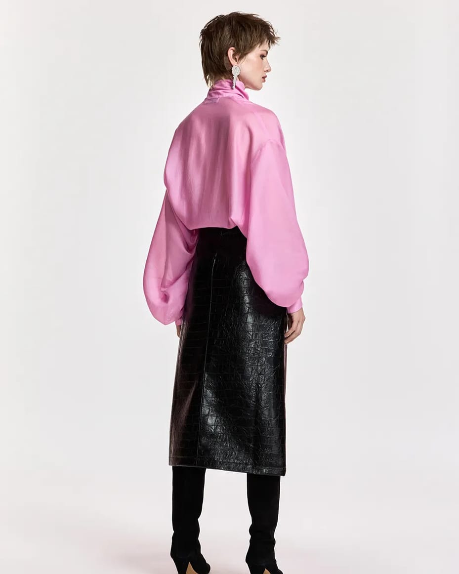 Essentiel Antwerp Karismatic Pussy Bow Tie Top Millenial Pink