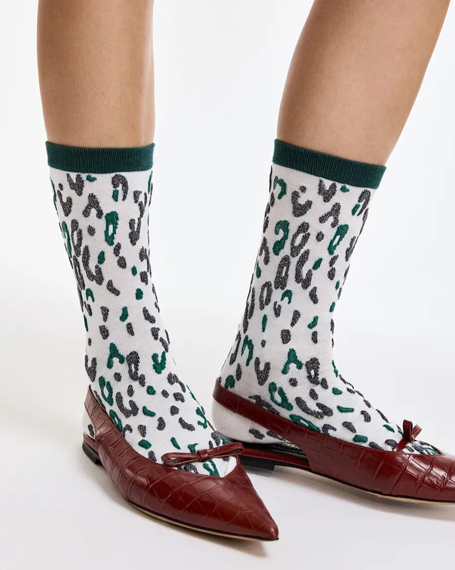 Essentiel Antwerp Karty Leopard Socks Off White
