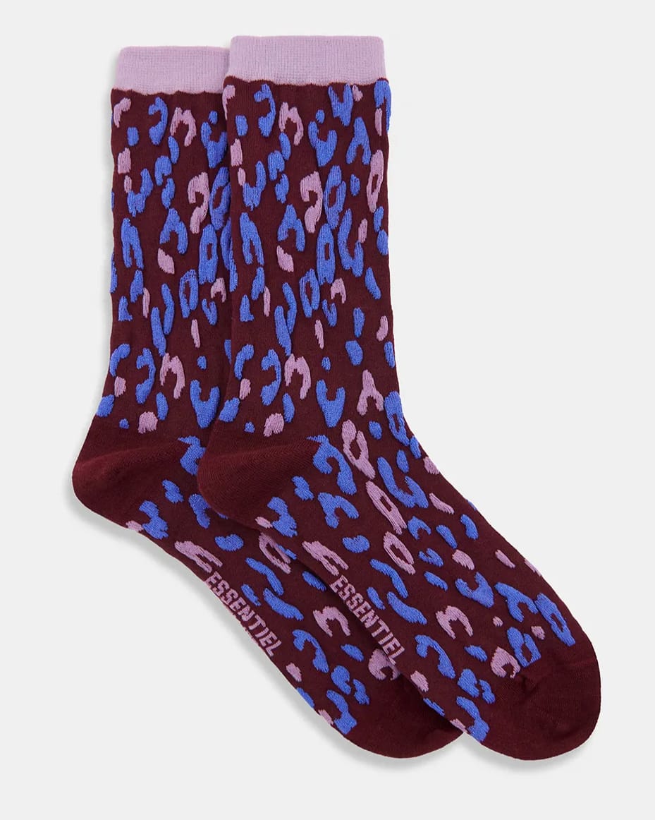 Essentiel Antwerp Karty Leopard Socks Wine Not