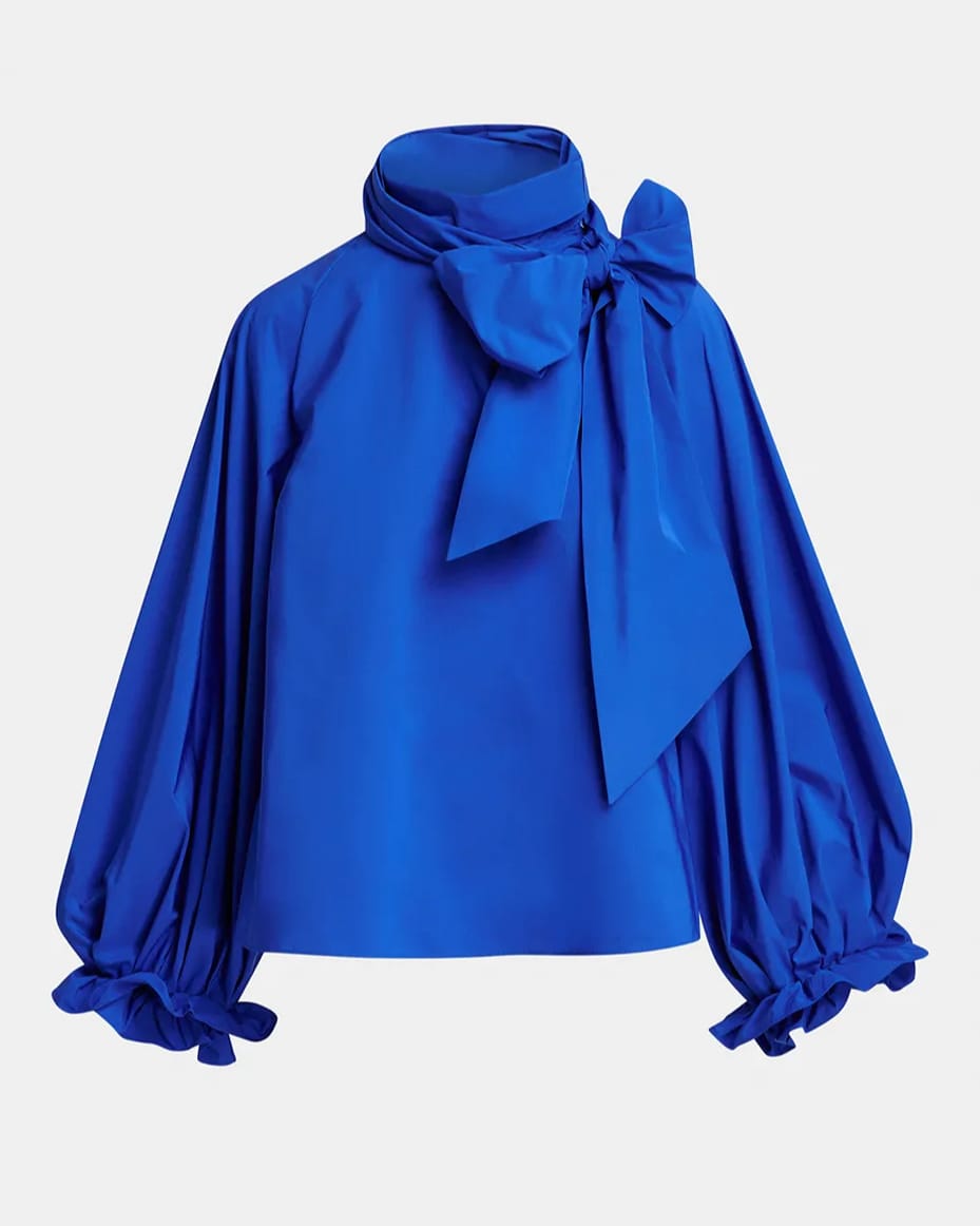Essentiel Antwerp Keily Pussy Bow Tie Top Indigo Ink