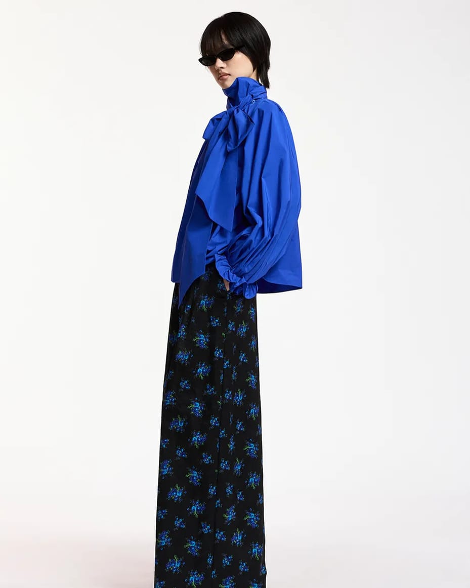 Essentiel Antwerp Keily Pussy Bow Tie Top Indigo Ink