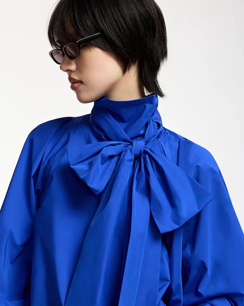 Essentiel Antwerp Keily Pussy Bow Tie Top Indigo Ink
