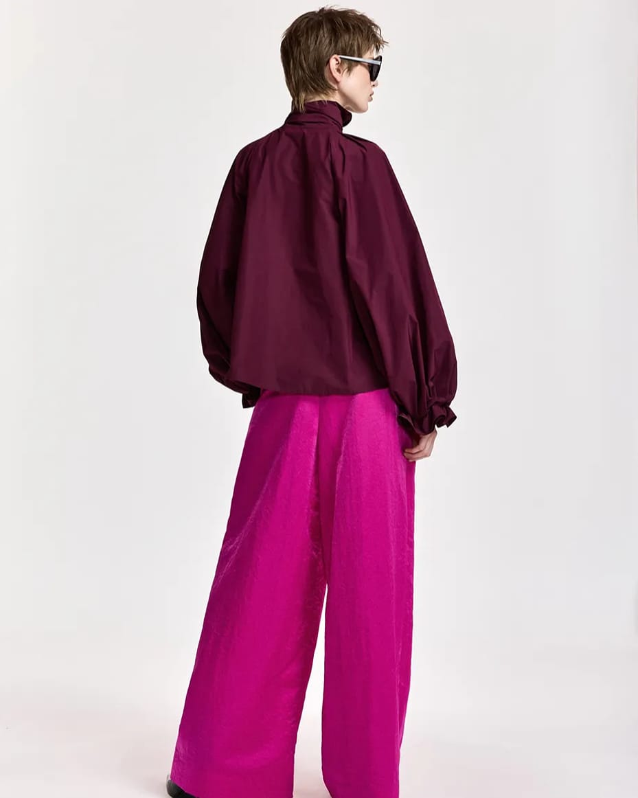 Essentiel Antwerp Keily Pussy Bow Tie Top Wine Not