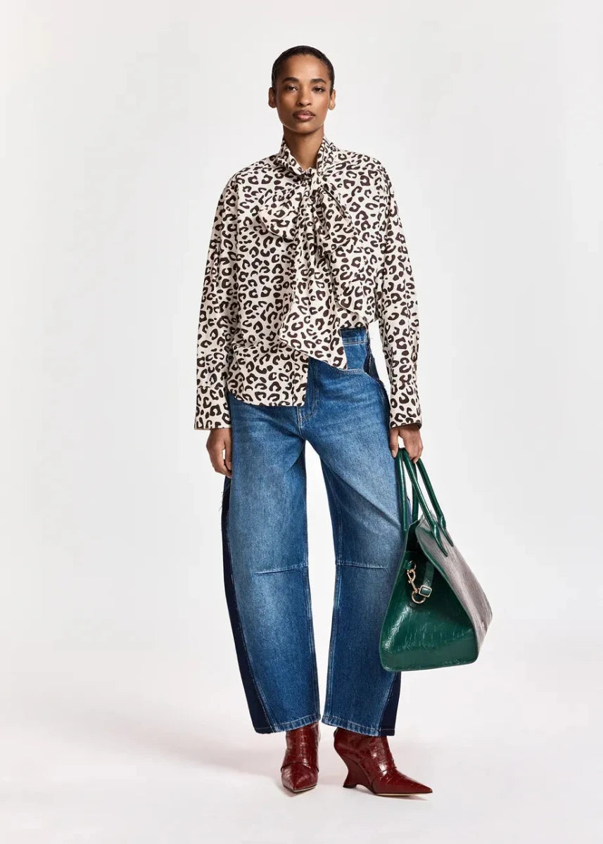 Essentiel Antwerp Khaleesi Pussy Bow Tie Shirt - ESSENTIEL ANTWERP - Luxe Leopard