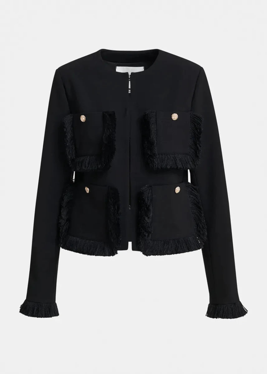 Essentiel Antwerp Kinetic Fringed Jacket - ESSENTIEL ANTWERP - Luxe Leopard